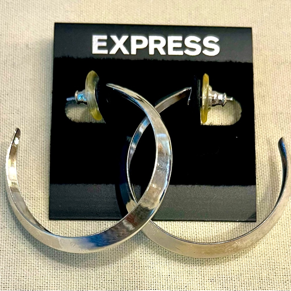 Express Silver Plated Hoop Earrings, NWT